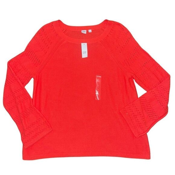 NWT GAP Red Poppy Bell Sleeve Lightweight Knitted Sweater Size XL - Picture 1 of 7
